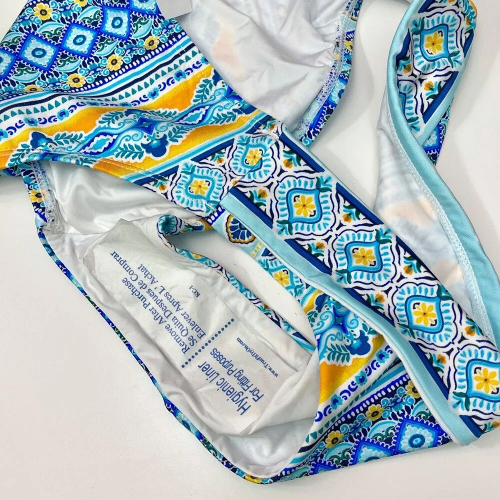New La Blanca Scarf Banded Hipster Bikini Bottom in Blue‎ Size 10